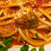 Meat Sauce · Homemade meat sauce. Served over pasta with a small salad.