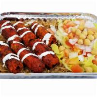 Kofta Kebab Over Rice Platter · Halal. Kofta kabab over rice, choice of toppings, sauces, and extras.