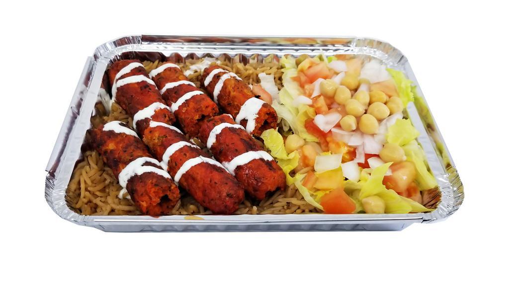 Kofta Kebab Over Rice Platter · Halal. Kofta kabab over rice, choice of toppings, sauces, and extras.