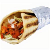 Chicken Gyro · Halal. Chicken served on pita with choice of salad and any shahs sauces.