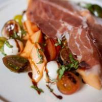 Heirloom Tomatoes · Prosciutto | Fig | Cantaloupe | Fresh Mozzarella | Balsamic | Torn Basil