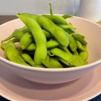 Edamame · Gluten free, vegetarian. Simply steamed and dressed with sea salt.