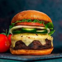 Chilling Fire Vegan Burger · Seasoned Beyond Meat patty perfectly cooked, topped with melted vegan mozzarella & spicy jal...