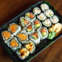 Roll Combo · California roll,tuna roll ,yellowtail roll,served with soup or salad.