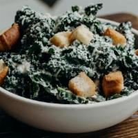 Kale Caesar Salad · Lacinato Kale, Croutons, Haus Caesar Dressing, Parmesan.