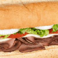 Roast Beef & Provolone · Thinly sliced, top-round roast beef and provolone made the BLIMPIE® WAY with tomatoes, lettu...
