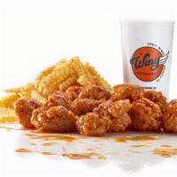Boneless Wing Combo · Crispy Boneless wings with up to 2 flavors, crinkle cut fries, and a 22oz fountain drink. Fe...