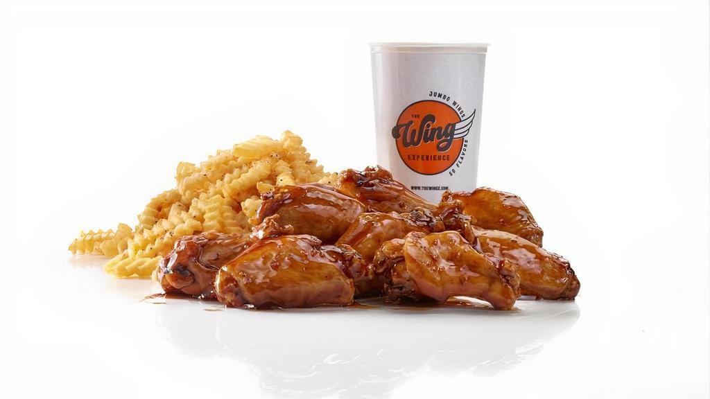 Traditional Wings Combo · Traditional Crispy Bone-In Wings with up to 2 flavors, crinkle cut fries, and a 22oz fountain drink. Featured with our Korean BBQ.