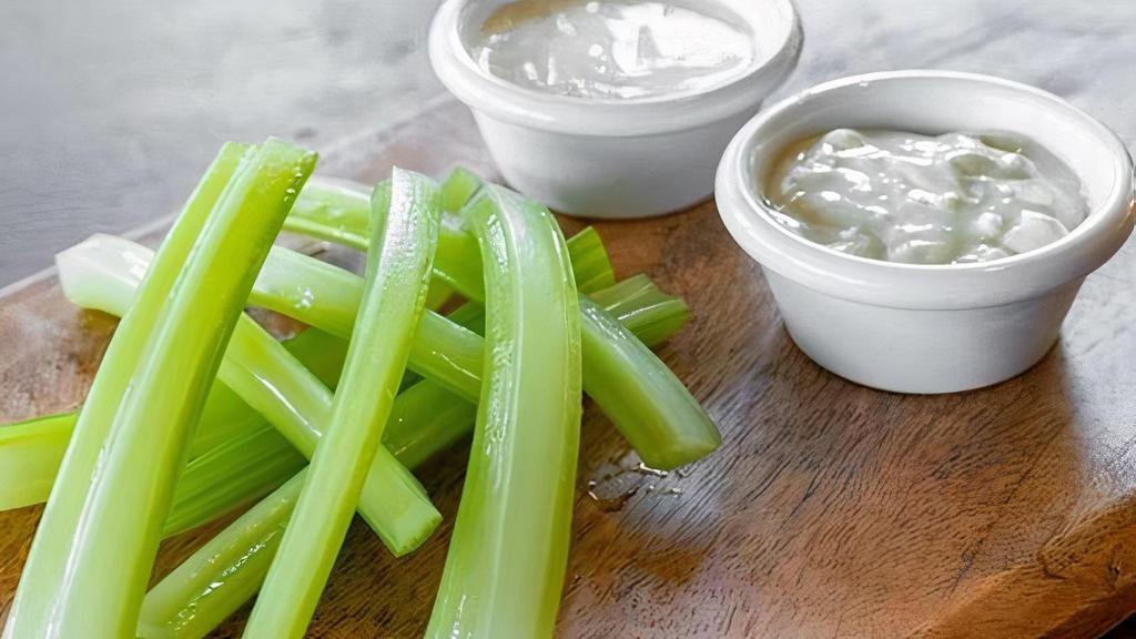 Celery & Blue Cheese · 5 pieces of fresh celery and blue cheese dipping sauce.