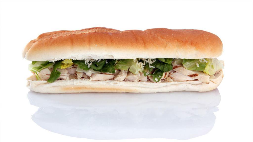Philly Chicken Sandwich · Thinly sliced chicken with melted cheese topped with peppers and onions on a fresh-baked roll.