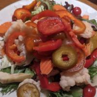 Combination Salad · Lettuce, tomatoes, black olives, marinated vegetables, cauliflower, carrots, celery, peppers...