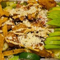 Salad With Beer Battered Fish · Salad topped with beer battered fish (tilapia)