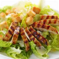 Grilled Chicken Caesar Salad · Refreshing salad prepared with grilled Chicken, romaine lettuce, parmesan cheese, croutons, ...