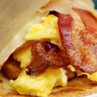 Breakfast Burrito · 2 Eggs, Bacon or Taylor Ham, American Cheese, Stuffed with Home Fries