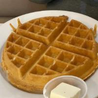 Crisp Golden Brown Belgian Waffle · The addition is for an additional charge.