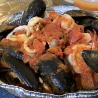 Linguine Della Casa Lunch · Jumbo shrimp, clams, mussels and calamari in a marinara sauce.