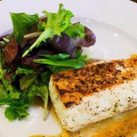 Baked Chilean Sea Bass Filet · 8 oz. Wild Caught Chilean Sea Bass cooked In a light white wine sauce. Served with one choic...