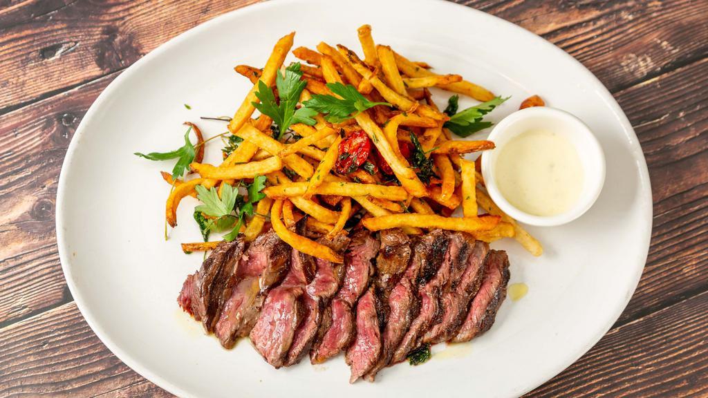 Bistecca E Fritte · Piemonte. Grilled hanger steak and herbed country fries with gorgonzola sauce.