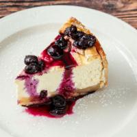 Torta Di Ricotta E Pere · Emilia romagna. Pear ricotta cheesecake with blueberry compote.