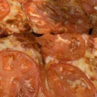 Grandma Pie (Large) · Thin crust sicilian with mozzarella cheese, fresh tomatoes, chopped garlic and olive oil.