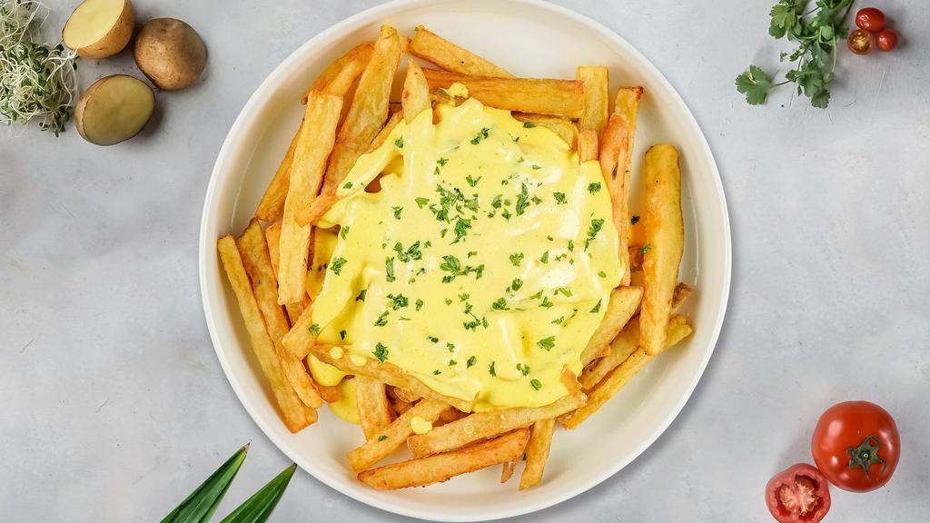 Cheesy Fries No Lies · (Vegetarian) Idaho potato fries cooked until golden brown and garnished with salt and melted cheddar cheese.