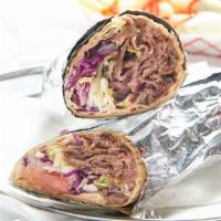 Beef/Lamb Gyro With Wrap  · comes with lettuce, tomato, cucumber, red cabbage, white and hot sauce