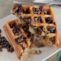 Chocolate Chip Waffle · Fresh battered waffle with chocolate chips inside.