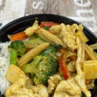 Coconut Curry Bowl · Broccoli, carrots, bell peppers, green beans and onions simmered in a curry made w. Thai spi...