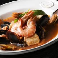 Seafood Soup · Shrimp, scallop, clam, crab stick, fish cake veggie.
