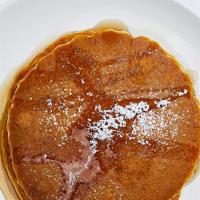 Vegan Pancakes (Two Buckwheat Pancakes With Maple Syrup And Powdered Sugar.) · Two buckwheat pancakes with maple syrup and powdered sugar.