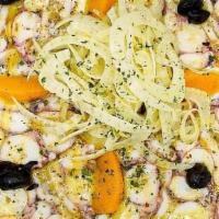 Carpaccio Di Polipo · Mediterranean octopus carpaccio, with orange, fennel, moroccan olives salad and “salmoriglio...