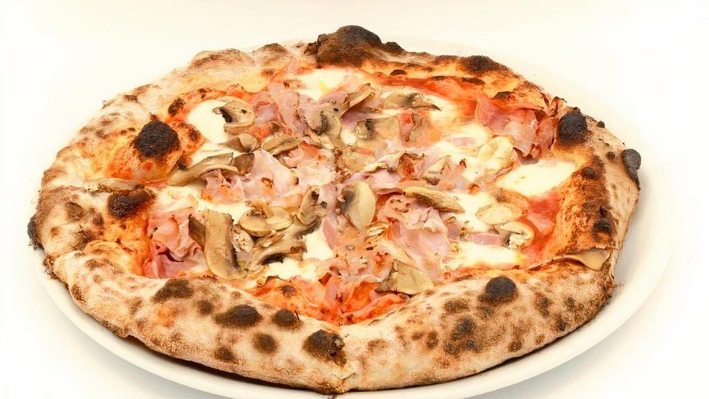 Pizza Cotto & Funghi · Tomato sauce, mozzarella, mushrooms, Italian prosciutto cotto