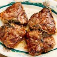 Lamb Chops · Two double-thick loin chops, extra heavy cut
