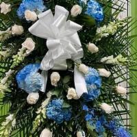 Blue Funeral Wreath · Blue color only. Our beautiful funeral wreaths come in a variety of sizes & flowers (prices ...