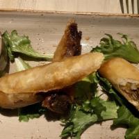 Moroccan Cigars · Braised beef short ribs wrapped in phyllo dough with tahini