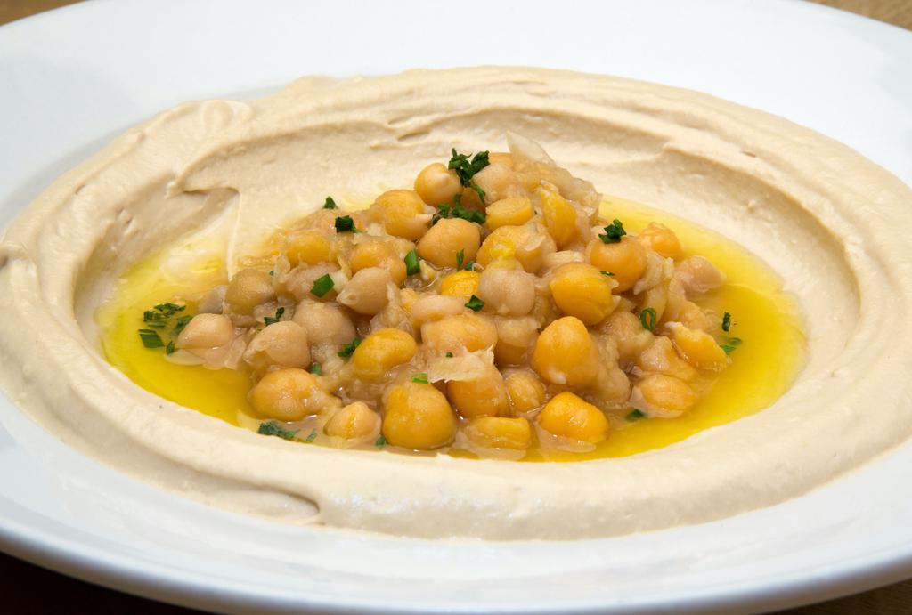 Hummus · Chickpeas, olive oil and fresh lemon juice.