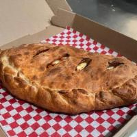 Small Specialty Calzone · A half moon shaped cheese  pocket with a variety of choices to pick from.