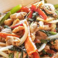 Spicy Stir Fried (Pad Ped) · Spicy. Spicy stir fried with vegetable and basil.