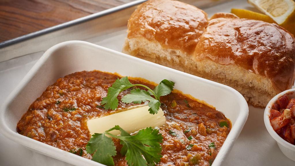 Bhaji Pav · Vegetable curry with signature spices served with pav(bread)