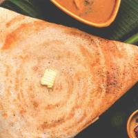 Mysore Masala Dosa · Rice crepe with layer of hot chutney filled with potatoes and onions. Served with sambhar, c...