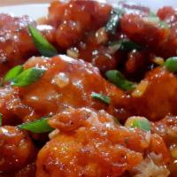 Ghobi Manchurian (Dry) · Cauliflower tossed with onion, garlic, ginger and spices