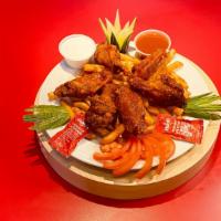 6Pcs. Chicken Wings Buffalo Or Bbq With Fries  · 
