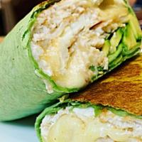 Rise & Shine Wrap · Egg whites, fresh turkey, avocado and pepper jack cheese in a spinach wrap.