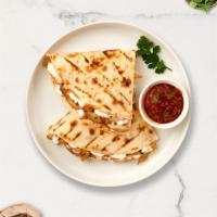 Fire Chick Quesadilla  · Chicken, peppers, onions, jalapeno, cheddar cheese, and mozzarella cheese in a grilled torti...