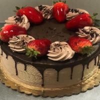 Round Chocolate Mousse Cake · Chocolate Cake w/ Chocolate Mousse Filling and Chocolate Glaze on top