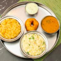 Pongal Special · Special rice and lentils dish, served both sweet & spicy, medu vada (1 pc) & served with sam...