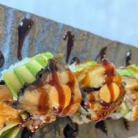 Flying Ebi Roll · Shrimp tempura, cucumber, eel, and avocado