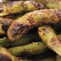 Spicy Charred Edamame · Charred edamame with hint of spicy