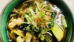 Veggie Ramen · Vegetable broth, kale noodle, broccoli, cauliflower, shitake, bean sprouts, yu choy, bok cho...