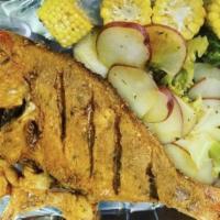 1 Whole Tilapia & 8 Pieces Large Shrimp Special Plate With 2 Veggies · All special plates are cooked with onion and green pepper mildly seasoned.